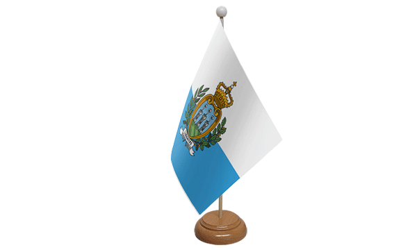 San Marino Small Flag with Wooden Stand